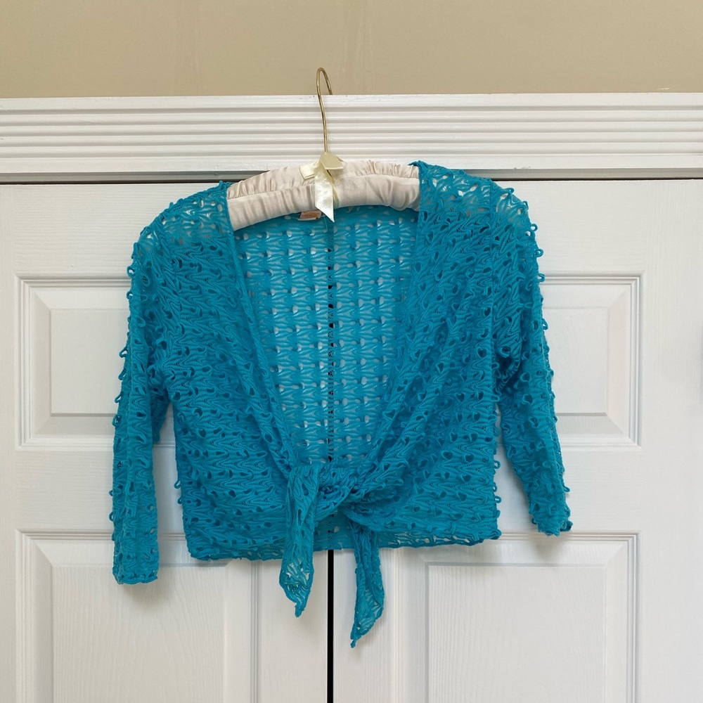Teal Open-Knit Women's Sweater